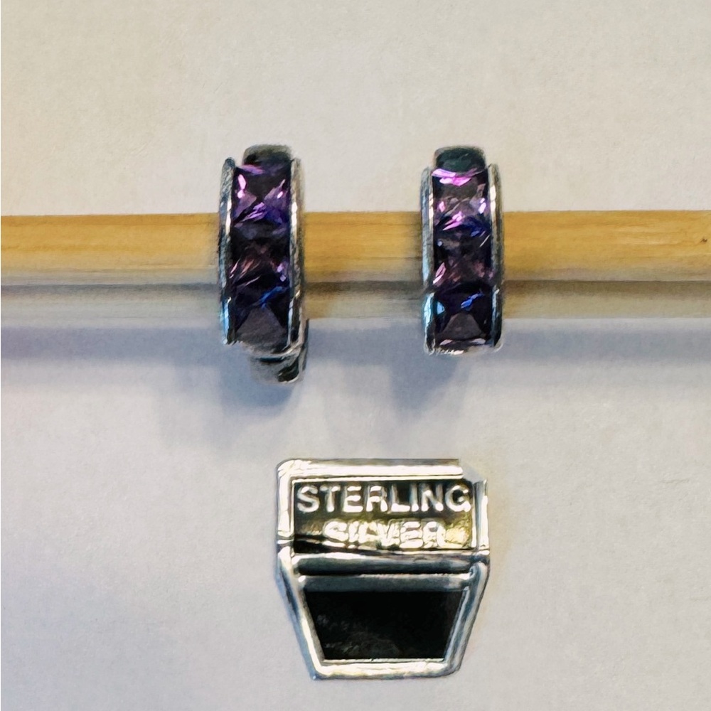 New Sterling Silver Synthetic Amethyst Earrings